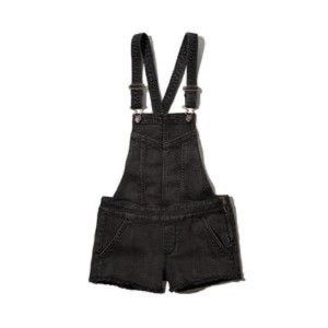 Black Denim Cut-off Overall Shorts